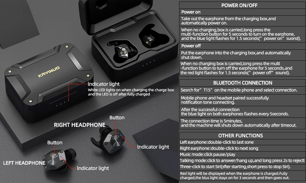 KAYINUO M9 TWS Bluetooth гарнитура беспроводной наушник металлический чехол для зарядки мини стерео музыка Bluetooth наушники с микрофоном для телефона