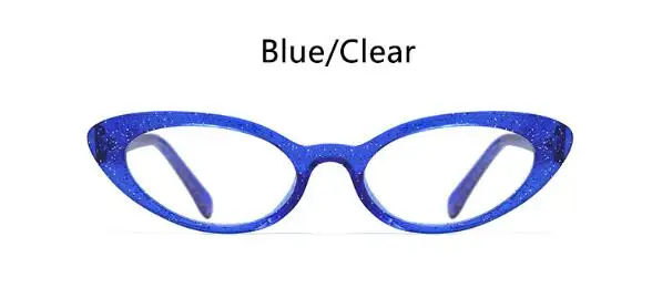 blue clear Позолоченная оправа кошачий глаз женские прозрачные очки узкие маленькие очки оправа прозрачные линзы очки винтажные очки TR90 - Цвет оправы: blue clear