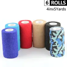 6 рулонов, самоклеющиеся повязки, эластичные повязки, нетканые, водонепроницаемые, спортивные ленты, 10 см* 4,5 м, медицинские, для ухода за болью, дышащие повязки на лодыжки