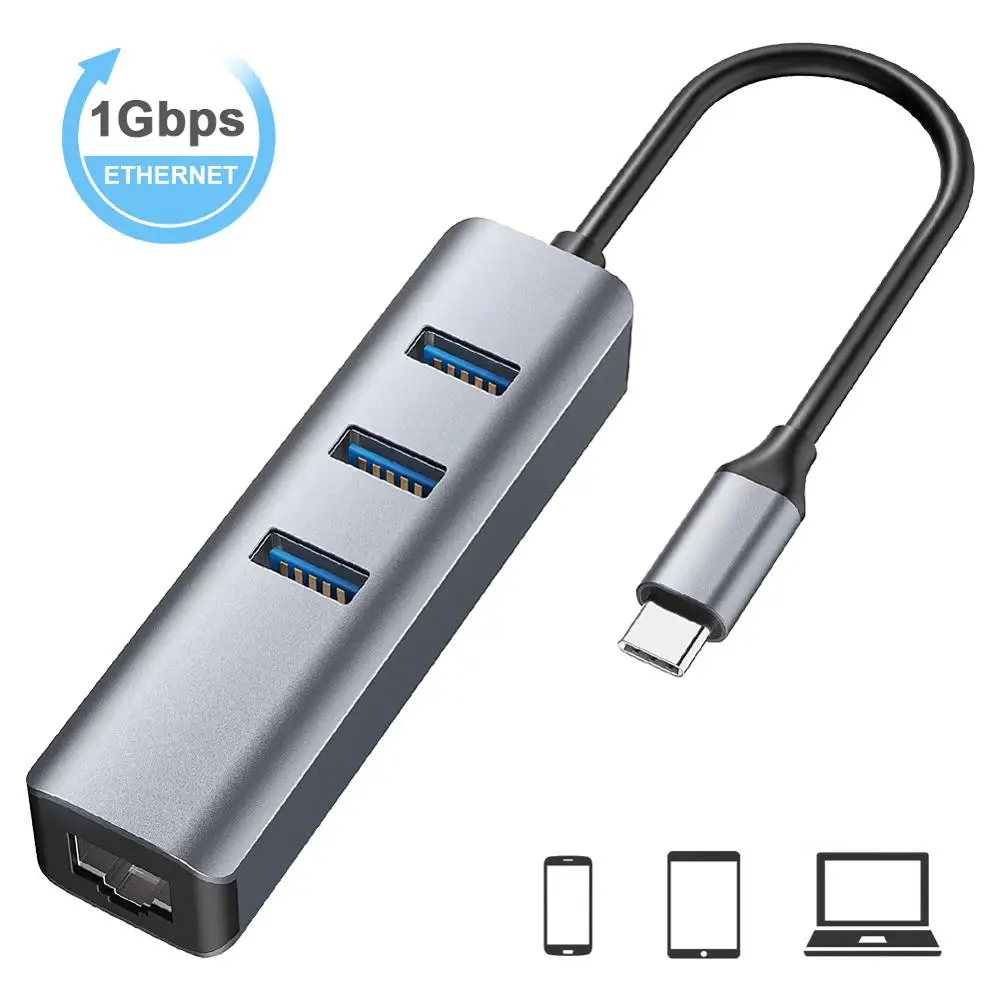 

USB C HUB Gigabit Ethernet Rj45 Lan Adapter USB Type C to USB 3.0 HUB 10/100/1000 Network Card for MacBook ChromeBook