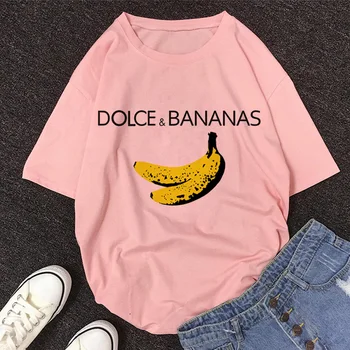 

DOLCE & BANANA print T Shirt for Girls Students Lady Tops Tshirt 2020 New Summer O-Neck Short Sleeve Cute Cartoon T-Shirt Women