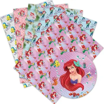 

DIY craft supplies 30 cm x 136 cm mermaid printed faux leather sheets for bows material decoration. L411-415