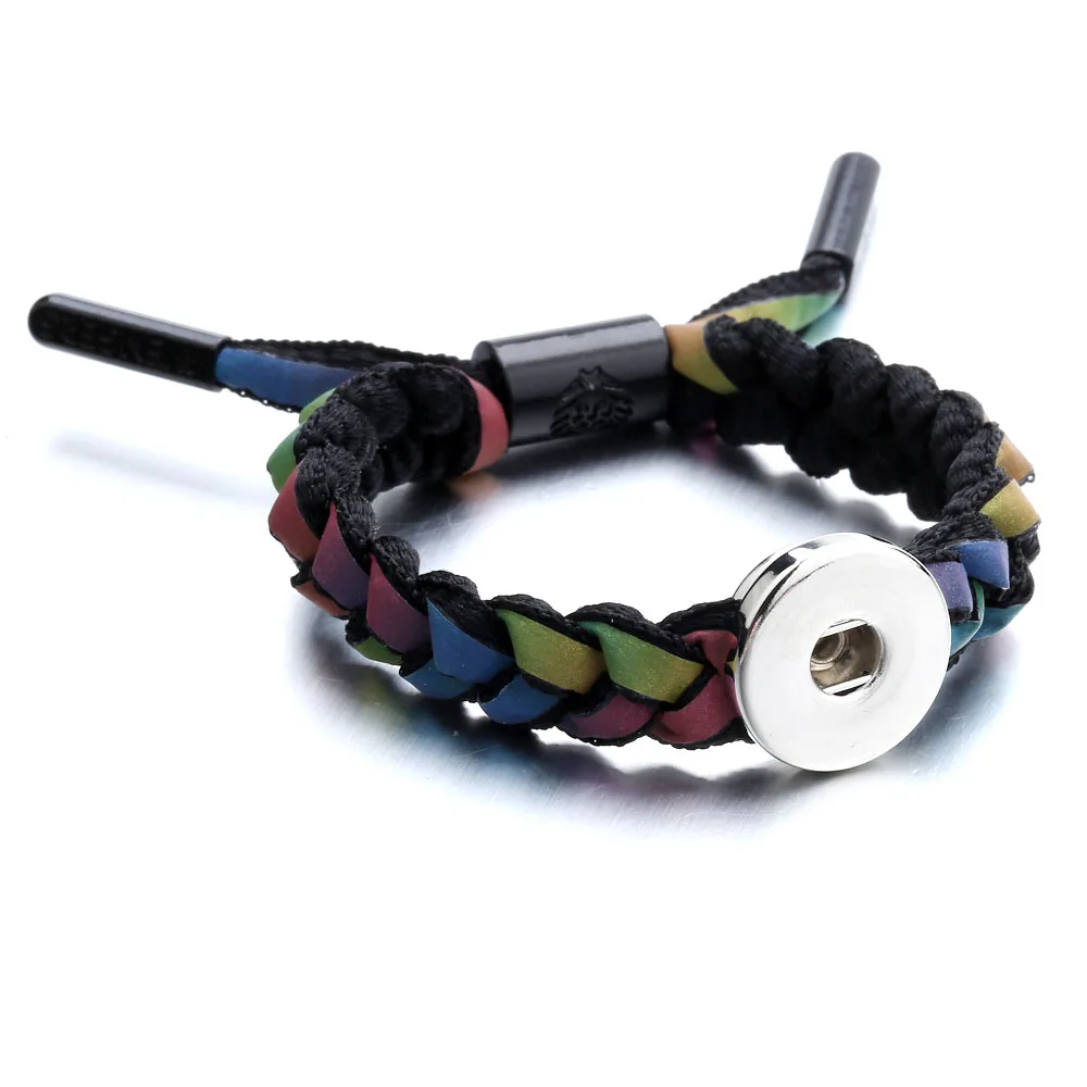 The Bloomer Adjustable Braided Shoelace Snap Button Bracelet fit 18mm
