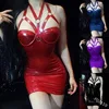 5XL Large Size Sexy Gothic Corset Choker Mini Dress Leather Skinny Bodycon Halter Neck Short Dress Punk Club For Women Ladies ► Photo 1/6