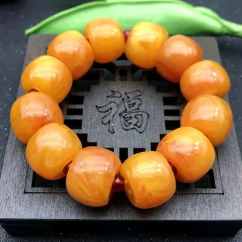 

Chinese Natural Yellow Beeswax Hand-carved Jade String Fashion Jewelry Men and Women Bracelet Manufacturers Direct Sales