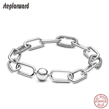 Шаг вперед 925 Настоящий Серебряный браслет дизайн европейский шарм браслеты для женщин и девочек звено браслет Рождественский подарок