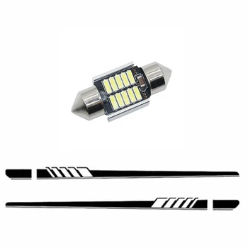 

Car Sticker Racing Stripe Side Body Sticker with 2Pcs White 31mm 12V LED Flower Bulb 5730 Car Reading Lamp e Light