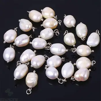 

6 Pcs White Pearl Charms Small Pearls Pendant Bulk Wholesale Wedding AAA Classic Jewelry Irregular Real Flawless Luxury Dangle