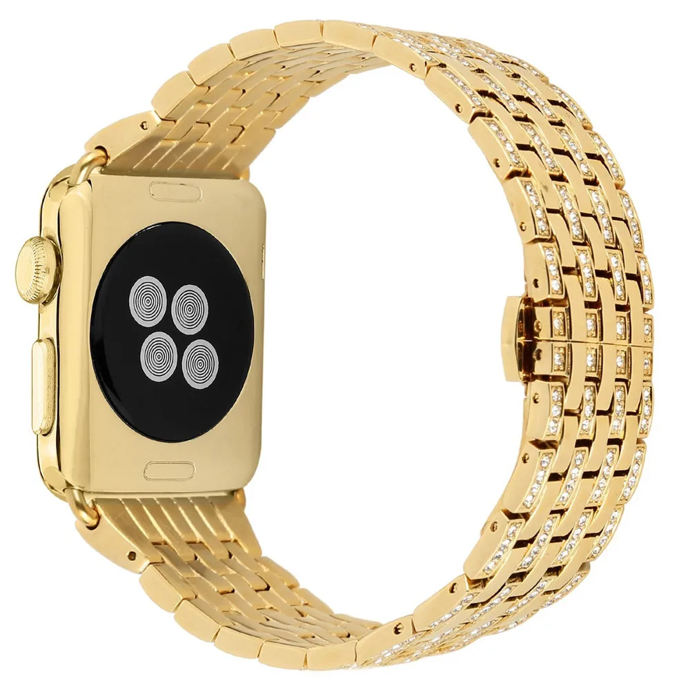 Gold Ремешок для часов iWatch 40 мм 44 мм 42 мм 38 мм из нержавеющей стали для Apple Watch серии 5 4 3 2 1 сменный ремешок для браслета - Цвет ремешка: Gold