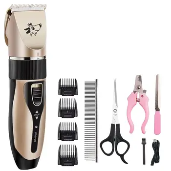 

USB Rechargeable Electric Dog Pet Hair Trimmer Grooming Remover Tools Kit (Gold)