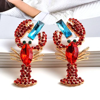 Wholesale Fashion Trend Red Crystal Metal Earrings Statement Fine Drop Earring High-quality Jewelry Accessories For Women