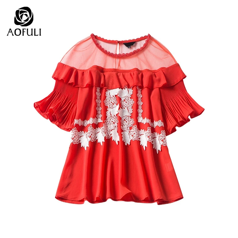 Размеры s/M/L/XL женские шифоновые блузки с оборками и вышивкой рубашки сексуальные