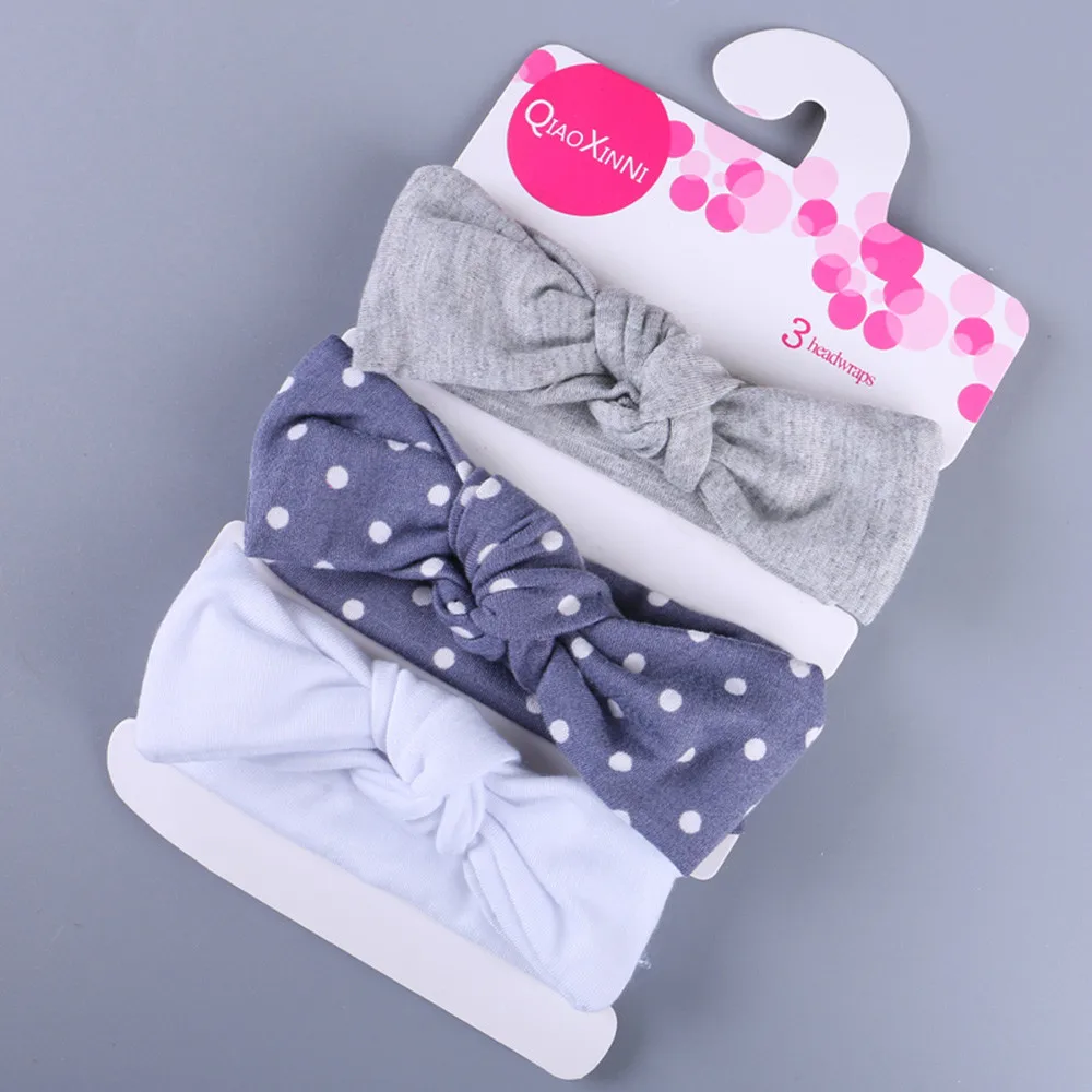 3pcs/lot Cute Bow Baby kids Simple Bunny Ear Bow Hairband Turban Newborn Headbands Hairbands for Kids Baby Hair Accessories