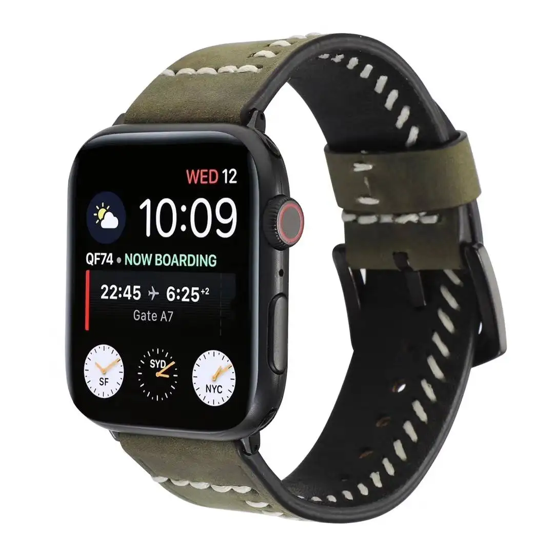 Ремешок из натуральной кожи для Apple watch series 4, 5, 40 мм, 44 мм, ремешок из семи строк, кожаный ремешок для Iwatch 3, 2, 1, 38 мм, 40 мм