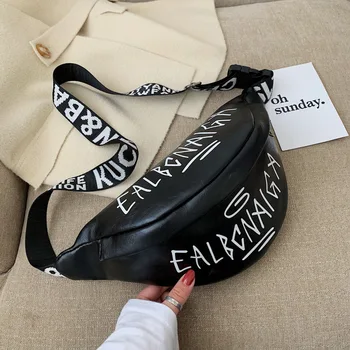 

Women's bags 2020 new fashion simple small waist bag fashion pu leather chest bag wide shoulder strap shoulder crossbody bag