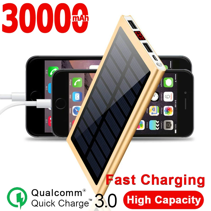 Солнечная Мобильная мощность 30000 мА · ч порт для мобильного питания 2USB наружного