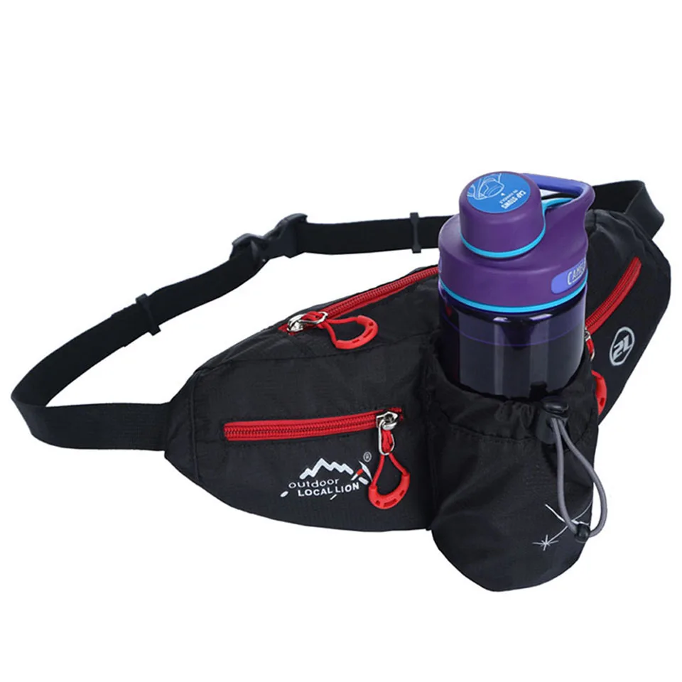 Светильник большой емкости для походов, походов, прогулок на открытом воздухе, сумка для спортзала, спорта, альпинизма, путешествий, поясная сумка, держатель для бутылки с водой, поясная сумка - Цвет: Black with red