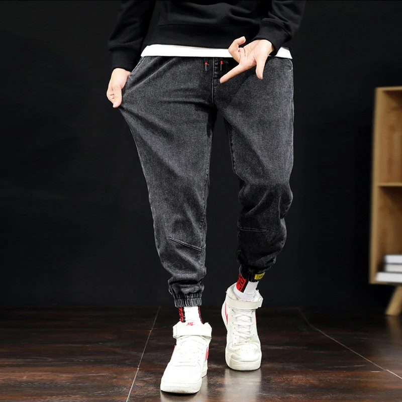 Осень зима модные мужские джинсы в японском стиле свободные эластичные брюки карго Hombre джинсовые штаны-шаровары винтажные дизайнерские брюки-джоггеры уличная хип-хоп джинсы мужские большие размеры S-7XL