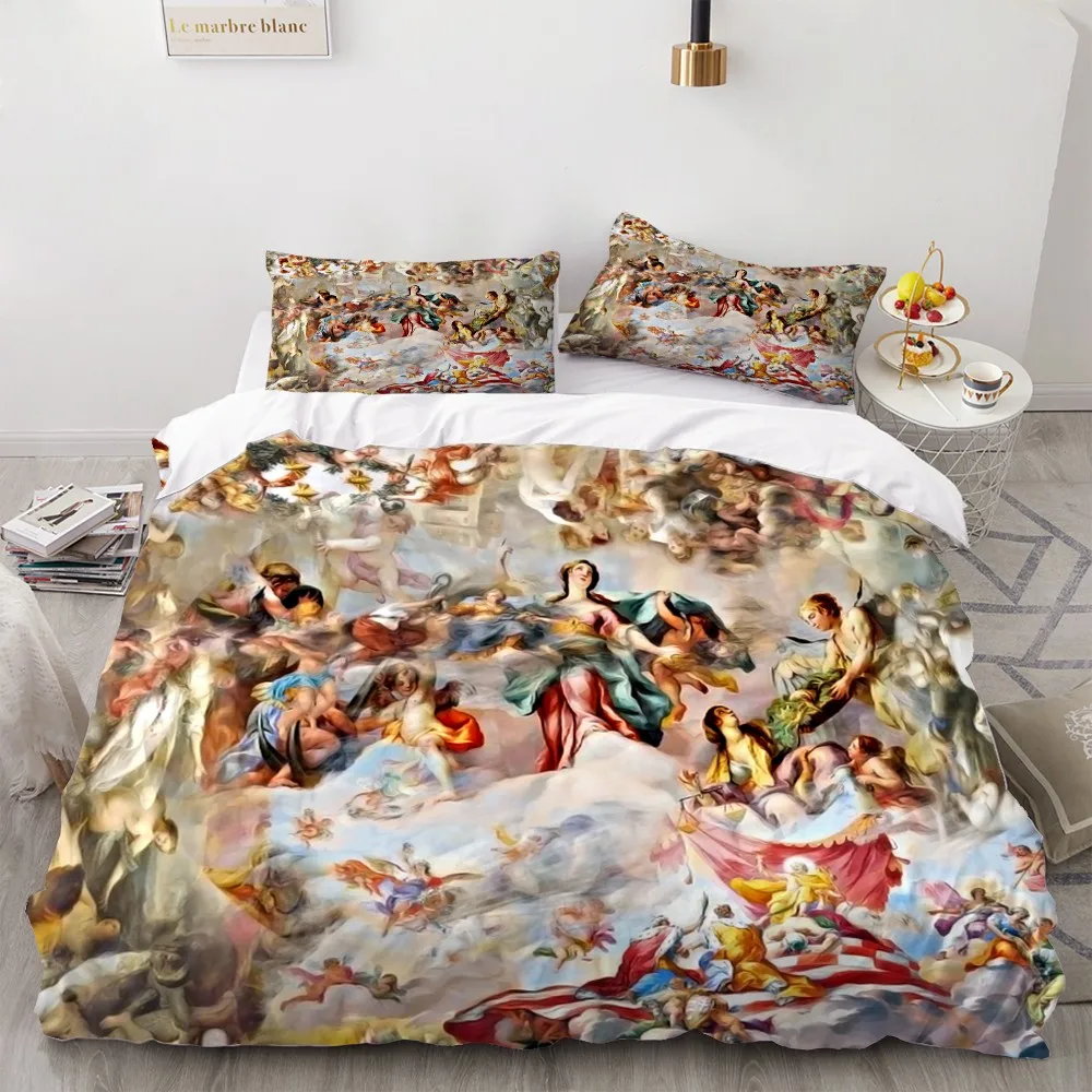 Angel Oil Painting Bedding Set para crianças,