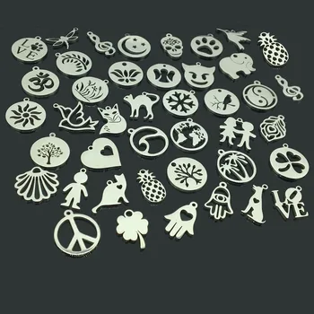 

5pcs/lot Stainless Steel Charm Pendants Cute Lovely Boy and Girl Map DIY Metal Bracelet Necklace Jewelry Findings Accessories
