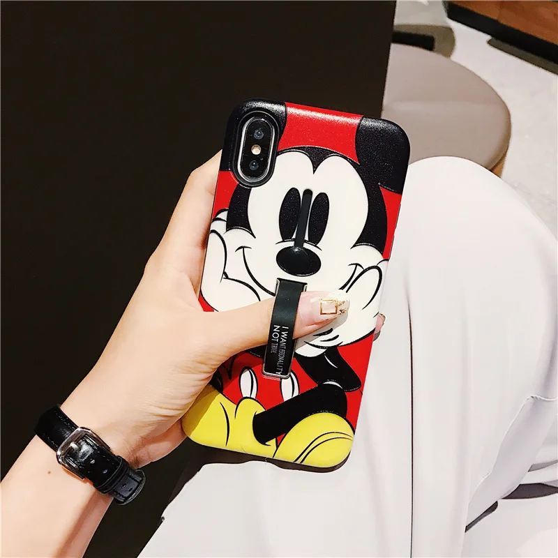 

Mickey Mouse Winnie Pooh Bear Pink Panther Kickstand Finger Ring Strap Case for IPhone 8 6 6S 7 Plus for IPhone XS Max XR X