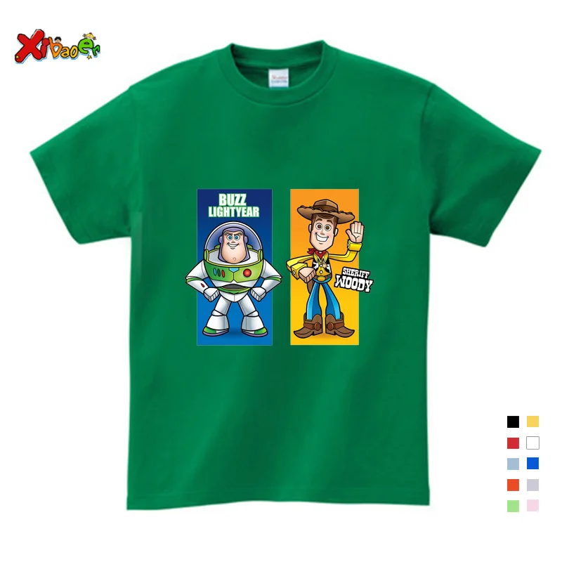 Детские толстовки худи для мальчиков для маленьких девочек в стиле героя мультфильма по имени Базз древесный животных весна Повседневное с длинными рукавами одежда для малышей, футболка для маленьких мальчиков - Цвет: kids t shirt green