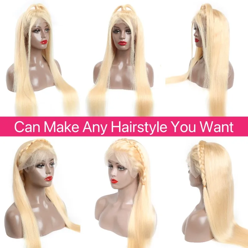 Blonde Lace Front Human Hair Wig 613 13x4 Lace Frontal 13x6 100% Human Hair Pre Plucked Brazilian Straight 30 inch