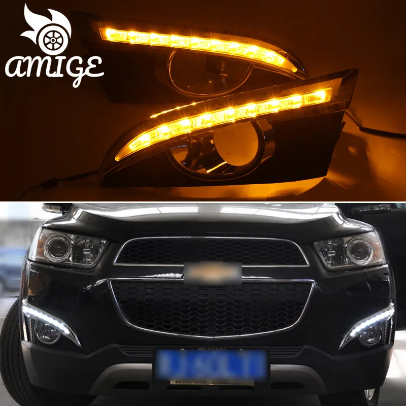 12V светодиодный DRL Дневной светильник для Chevrolet Captiva 2011-2013 Желтый проигрывания