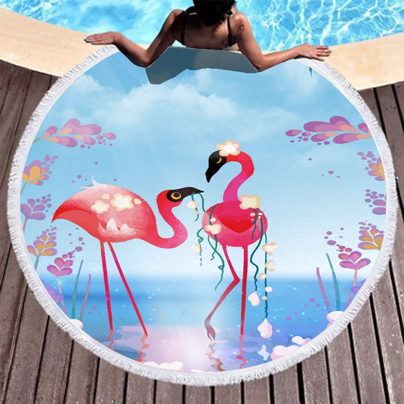 

Round beach towel flamingo
