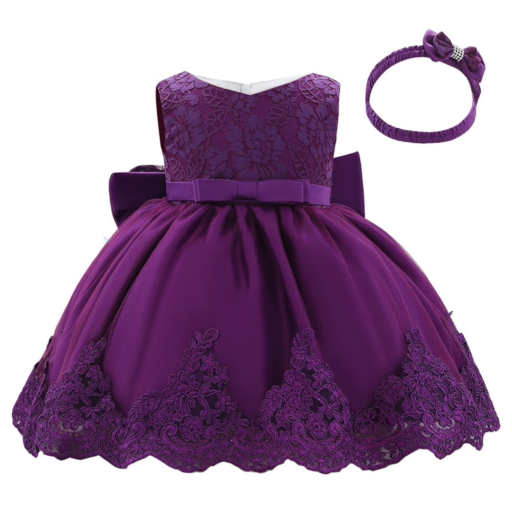 dark purple Розничная ; платье для новорожденных девочек 1 года; платье для дня рождения платье для крестин с аппликацией в виде бабочки для маленьких девочек; L1911XZ - Цвет: dark purple