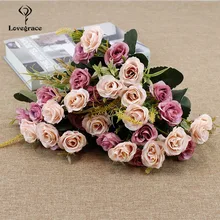 10 голов искусственные шелковые розы цветочный свадебный букет свадебные искусственные цветы ваза настольная комната искуственные цветы для декора Свадебная вечеринка