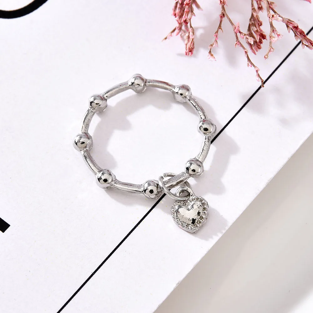 New Trendy Small Retro Baroque Style Love Pendant Ring Female Korean Personality Ring for Women Gifts for Girlfriend finger ring ring set