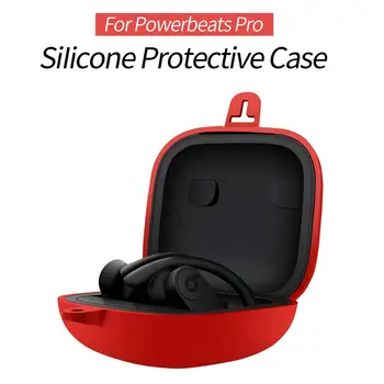 

Autophone for Powerbeats Pro Case Cover Anti-Break Easy Carrying Dual Hole Portable Silicone Protective Case with Carabiner