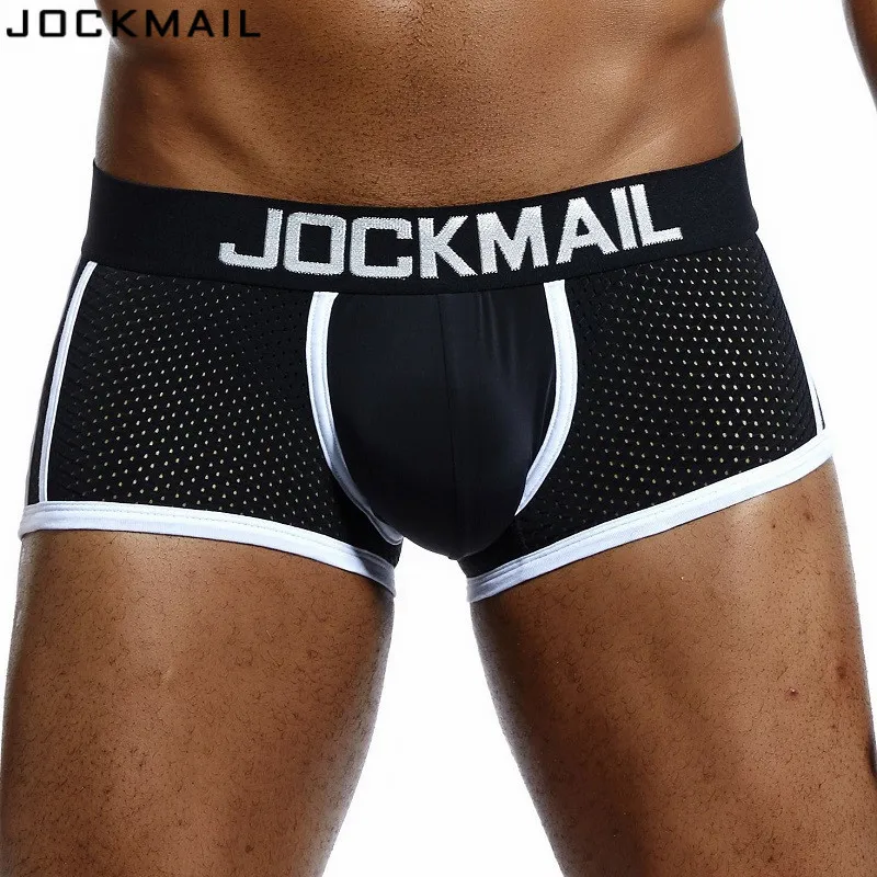 JOCKMAIL бренд для мужчин сетки нижнее бельё для девочек боксеры Мужчина гей пижамы Cueca боксер дышащий промежность Мужской трусики ж