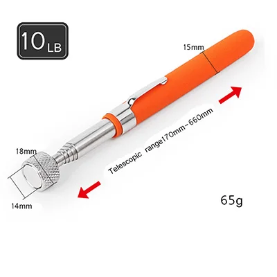 8 фунтов гибкий сверхмощный Магнитный телескопический магнитный держатель, инструмент для захвата 510 мм, Удлиняемая ручка C1348 d - Цвет: 10lb orange
