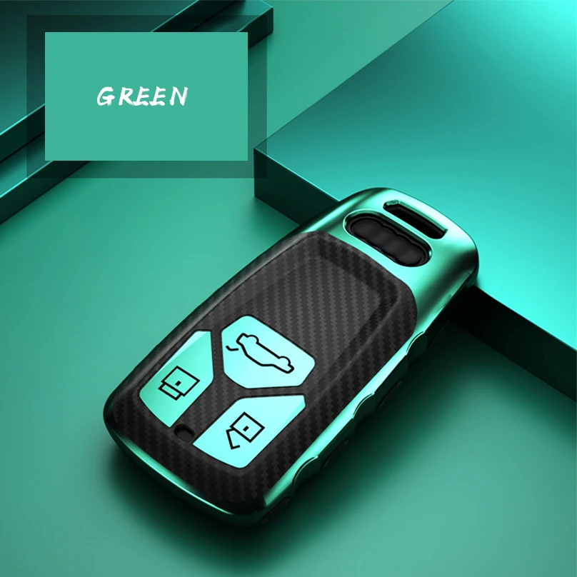 Green Мягкий чехол из ТПУ для автомобильных ключей для Audi A4, новинка, A4L, A5, A6L, QT, S5, S7, Q7, TTS, Audi, чехол для ключей, автомобильные аксессуары, украшение - Название цвета: Green