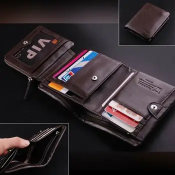 

Brand Genuine Cow Leather Men Women Wallet Fashion Coin Pocket Trifold Design Men Purse High Quality Ladies Card ID Holder