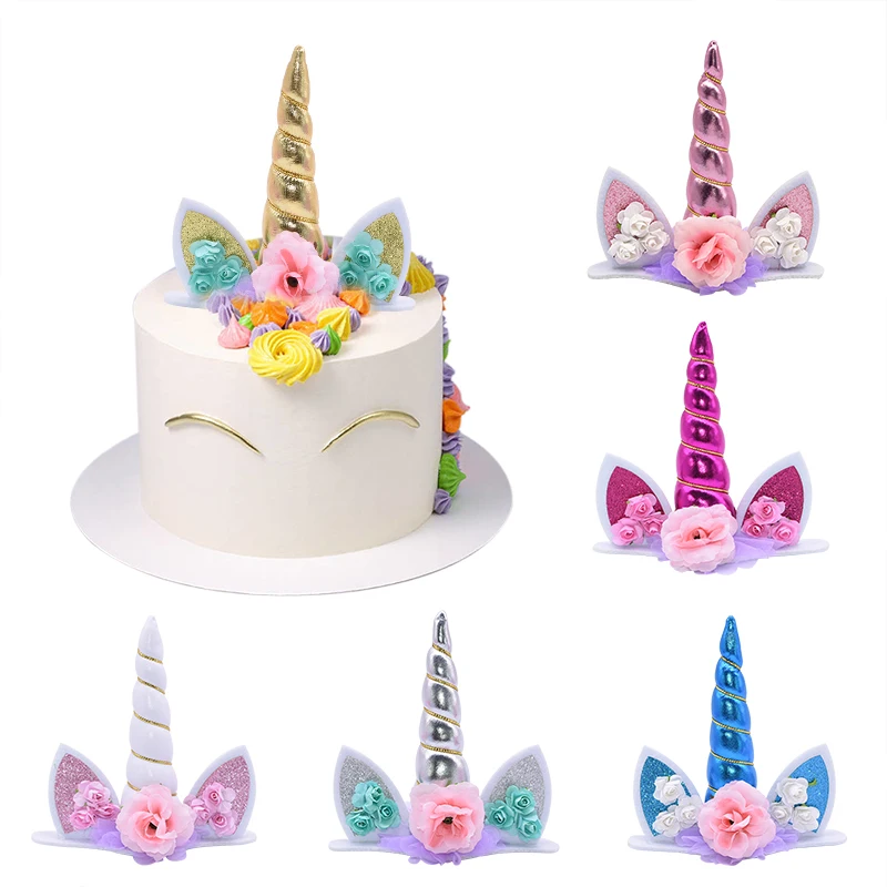 Iruixindi Decorazione per Baby Shower Bl per Bambini Matrimonio Topper per Torta a Forma di Unicorno Festa di Compleanno 