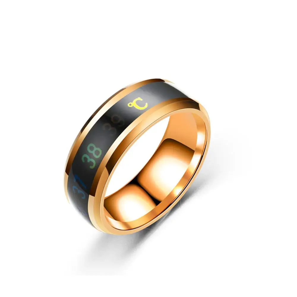 Температурное кольцо Титан Сталь настроение чувства эмоции интеллигентая(ый) Температура чувствительный кольца для мужчин и женщин, ювелирные изделия в качестве подарка - Цвет основного камня: Rose Gold
