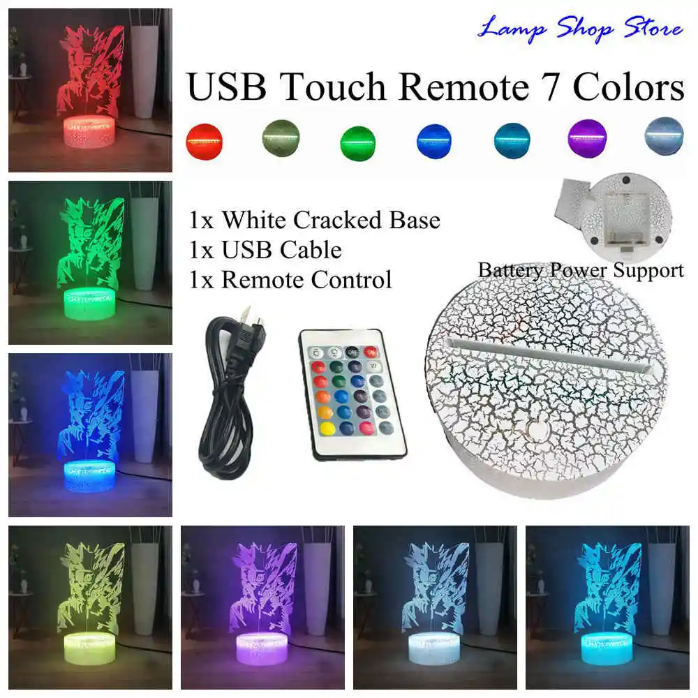 W-USB Remote 7colors Uzumaki Наруто нарезанный в двух 3D иллюзии ночник хороший и злой 7 Красочный Arcylic ночник домашний Декор светодиодный свет - Испускаемый цвет: W-USB Remote 7colors
