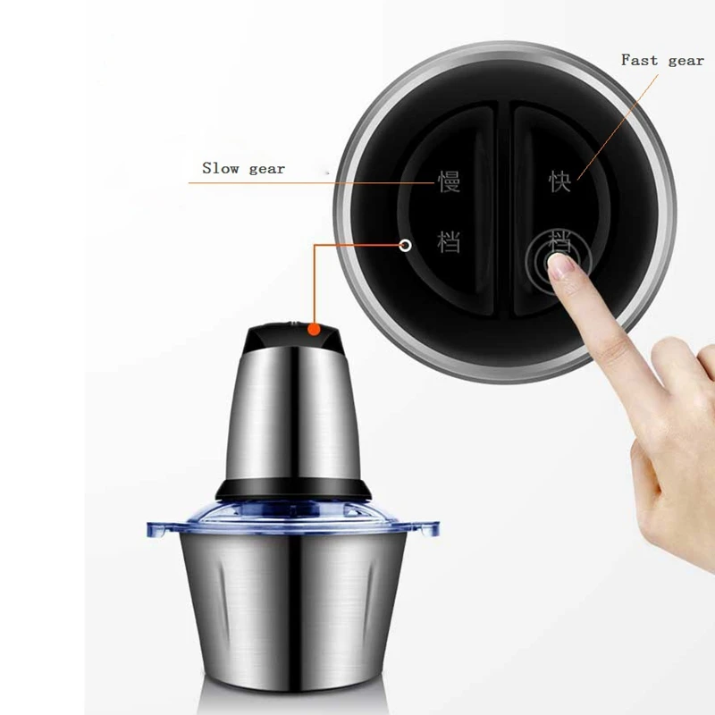 JIQI household meat grinder 2L capacity stainless steel bowl grinder electric chopper food processor 2 Gears adjustable EU