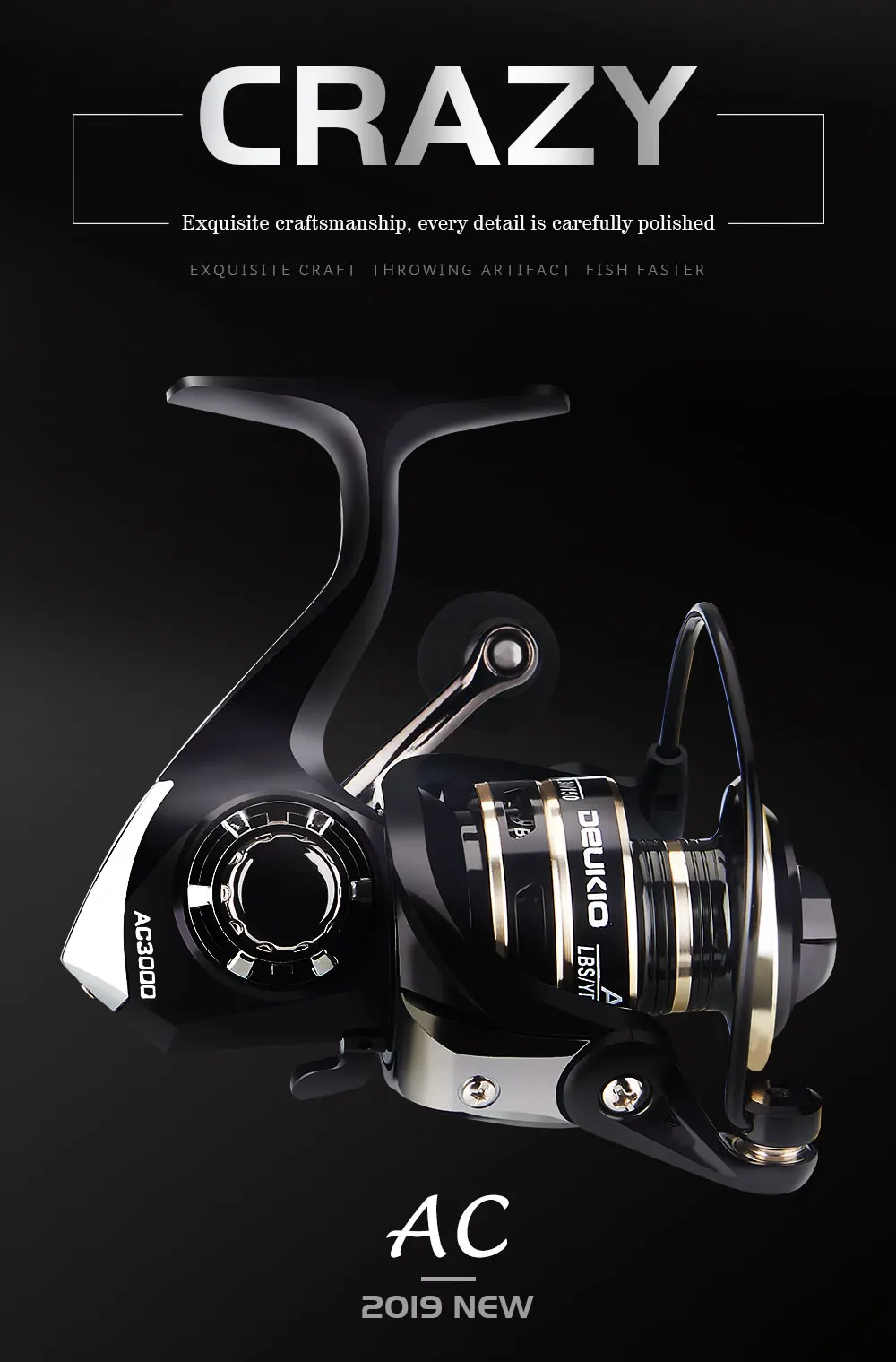 BAKAWA 5.2:1 Fishing Reel Pesca AC 2000-7000 Series Spinning Wheel 12KG Max. Drag Carp Coil Durable Tackles Sea Saltwater