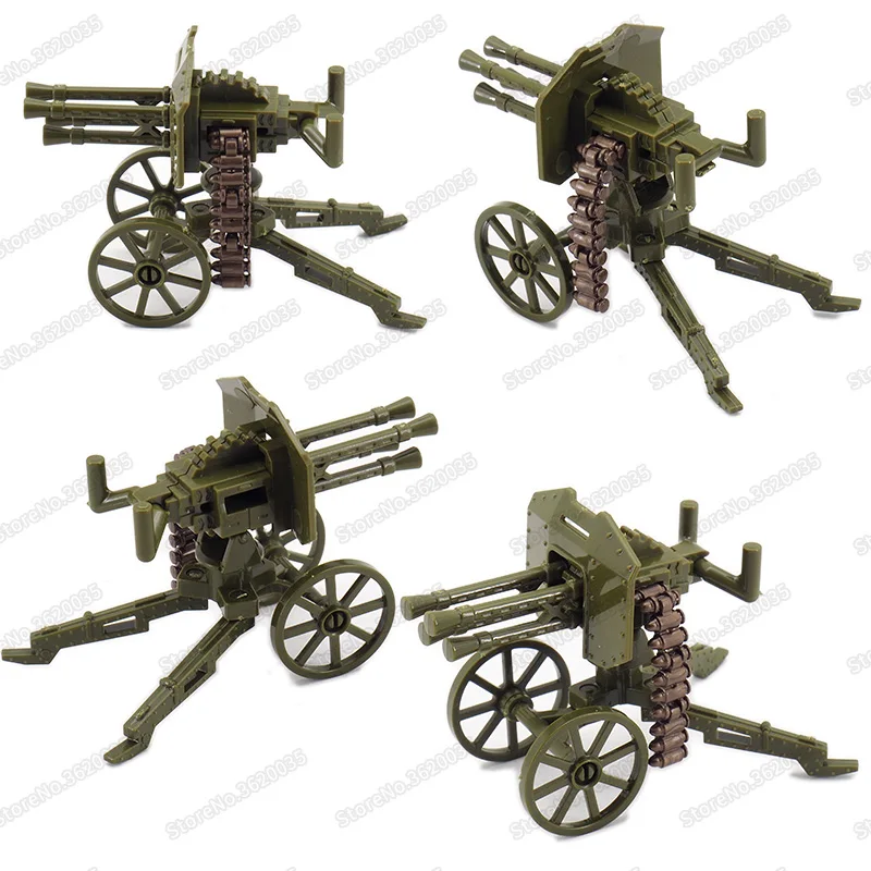 Legoinglys Military Air Defense High Shot Machine Guns Weapons Building Block Army Figures WW2 Battlefield Model Child Gift Toys
