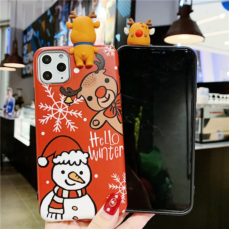 Рождественский стиль 3D Milu Олень Игрушка чехол для телефона мягкий чехол по технологии imd для Iphone 11promax X Xs Max 6s 7 8plus Xr Милая Силиконовая задняя крышка
