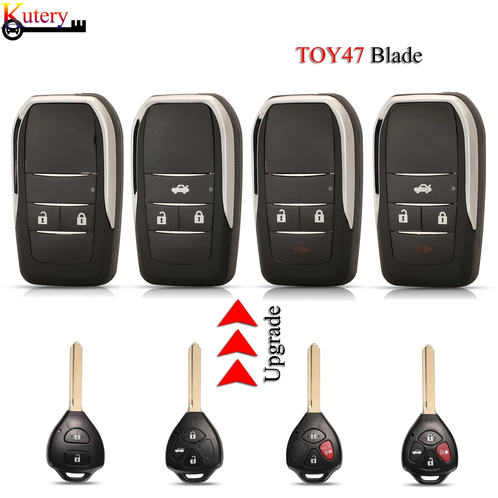 Jingyuqin Aggiornamento Portachiavi Pieghevole Per Auto Per Toyota Reiz Camry Rav4 Yaris Corolla 4Runner Avlon Toy47 Pulsanti 2/3/4 Shell Remoto