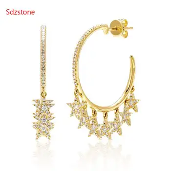 

gold Silver Color Earrings For Women Gold Star Earrings Girl Gift Ear Bone Dangle Star Shape Earrings Female Cartilage Aretes