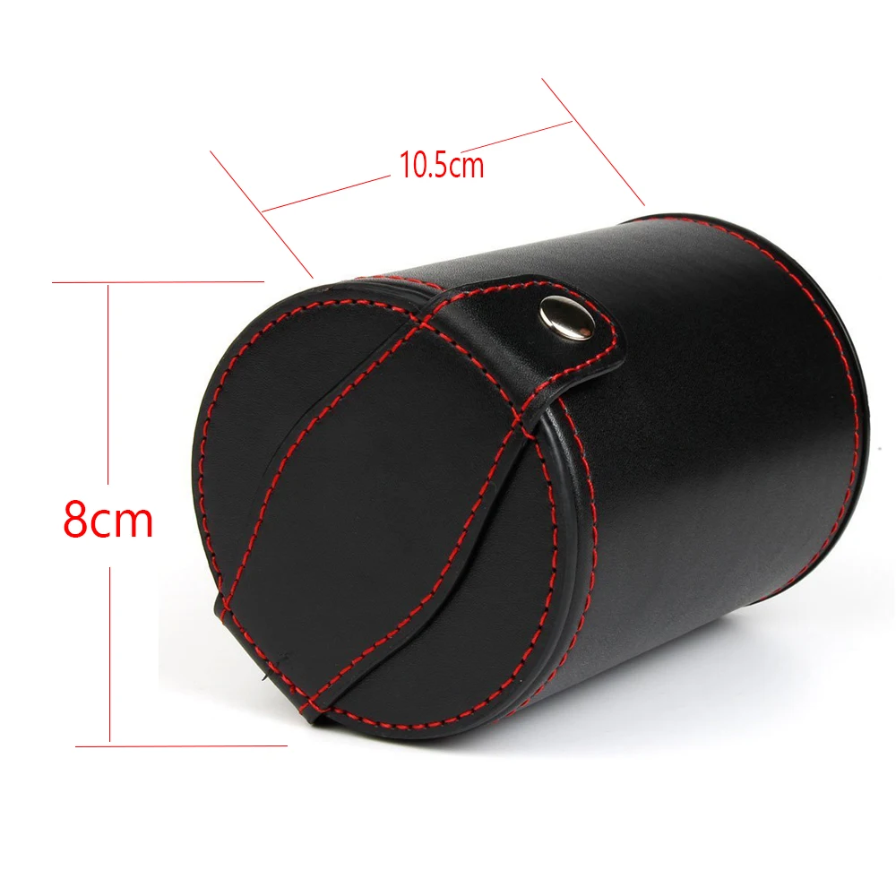 Dice Cup Double layer Black PU Leather Red Flannel With 6pcs Dices Bar Game Supplies