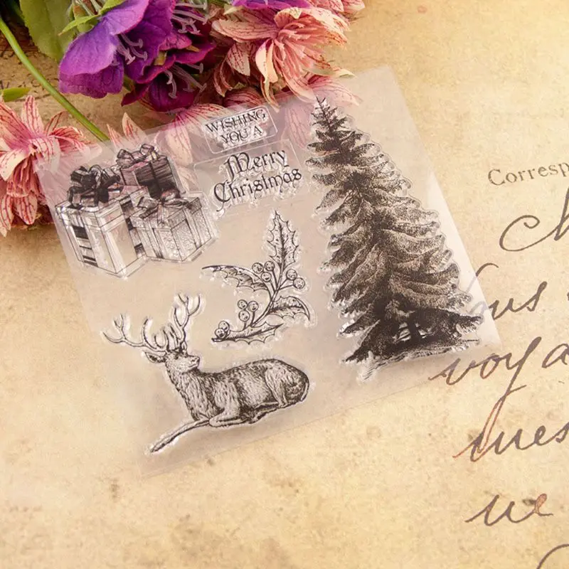 Christmas Tree Silicone Clear Seal Stamp DIY Scrapbooking Embossing Photo Album Decorative Paper Card Craft Art Handmade Gift clear stamps clear rubber stamps christmas cutting dies and stamps