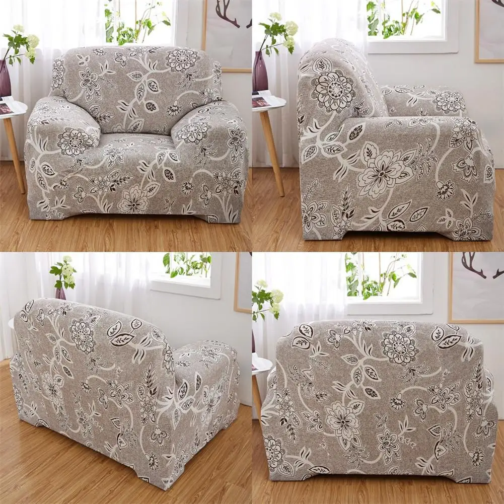 

Stretch Spandex Fabric Full Cover Anti-skid Sofa Cover With Big Elastic Simple Roman Flower Pattern Print Sofa Furniture Cover
