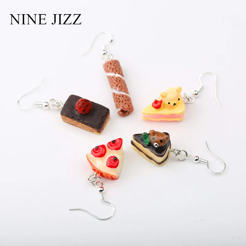 Женские ассиметричные серьги NINEJIZZ серьги-капельки с имитацией десерта в виде